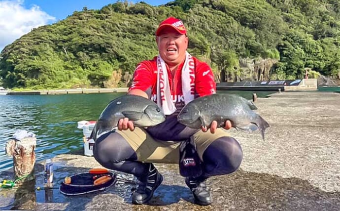 仁科漁港のウキダンゴ釣りで47cmメジナを手中【静岡・西伊豆】35cmカイズもヒット