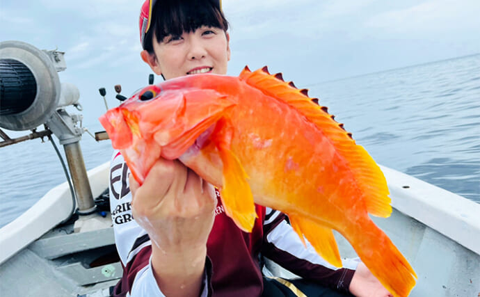 船でのロックフィッシュ釣行でアカハタ連発！【大分・大和丸】オオモンハタも登場