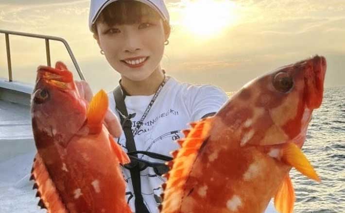 ロックゲームで38.5cm頭にアカハタ7匹【静岡・達丸】生きエサの