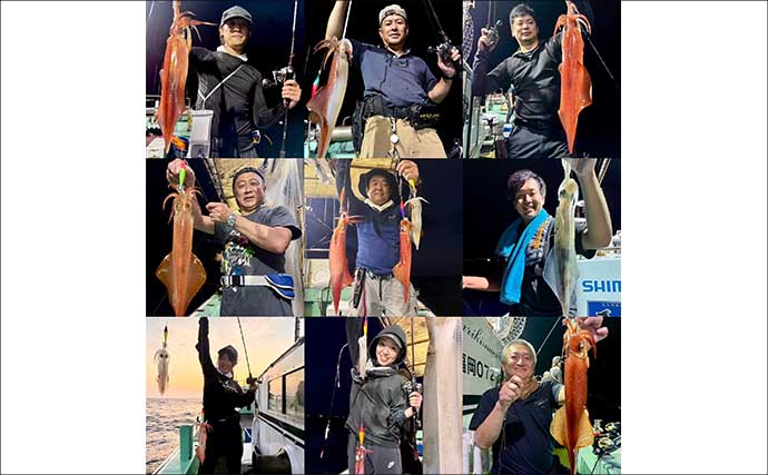 【沖釣り釣果速報】玄界灘の夜焚きイカ釣りで釣る人三桁続出！良型・パラソル級も登場（福岡）