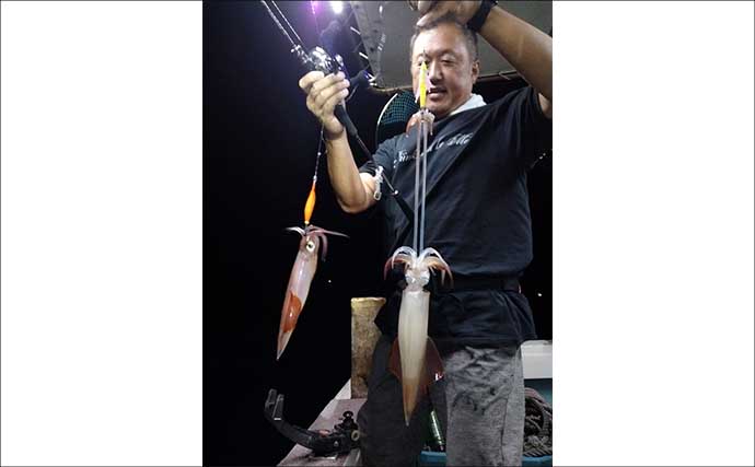 【沖釣り釣果速報】玄界灘の夜焚きイカ釣りで釣る人三桁続出！良型・パラソル級も登場（福岡）