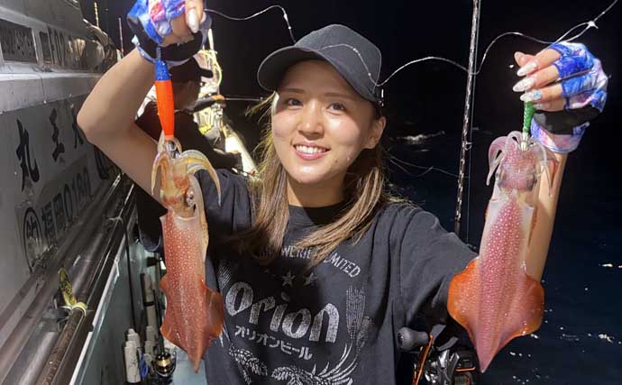 【沖釣り釣果速報】玄界灘の夜焚きイカ釣りで釣る人三桁続出！良型・パラソル級も登場（福岡）