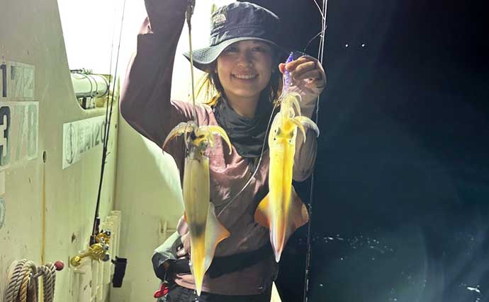 【沖釣り釣果速報】玄界灘の夜焚きイカ釣りで釣る人三桁続出！良型・パラソル級も登場（福岡）