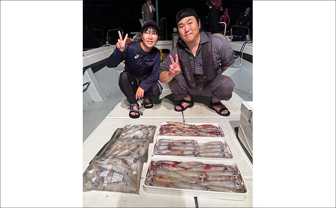 【沖釣り釣果速報】玄界灘の夜焚きイカ釣りで釣る人三桁続出！良型・パラソル級も登場（福岡）