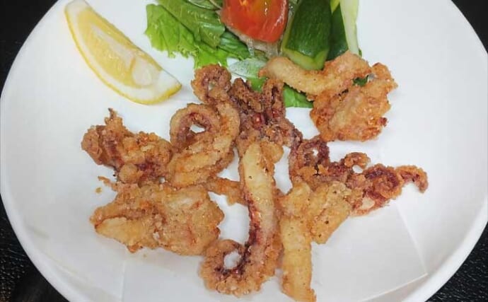釣ったイカで作る「ビールのつまみ」レシピ：ヤリイカ下足の唐揚げ　水気残りに要注意