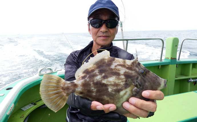 東京湾の船カワハギ釣りで28.5cm良型を手中【千葉】まさかのゲスト浮上で船上ざわつく