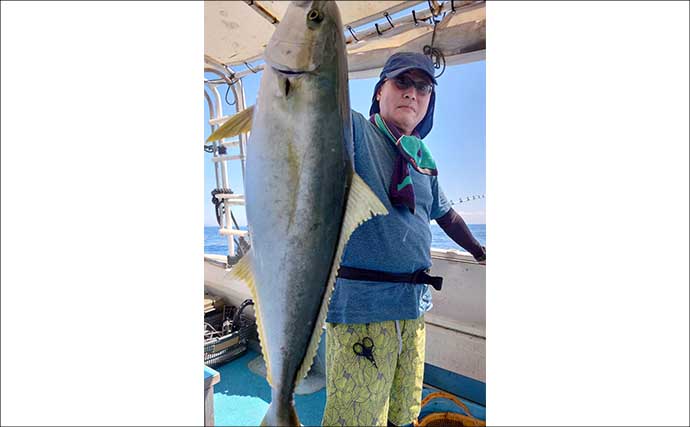 【沖釣り釣果速報】芦屋沖の落とし込み釣りでヒラマサ95cm好捕！イワシエサに好反応（福岡）
