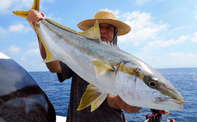 【沖釣り釣果速報】芦屋沖の落とし込み釣りでヒラマサ95cm好捕！イワシエサに好反応（福岡）