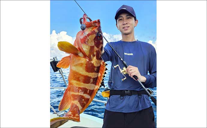 「ガツンとヒット！」遊漁船リップルのロックゲームでビッグオオモンハタ＆アカハタ連発【熊本】