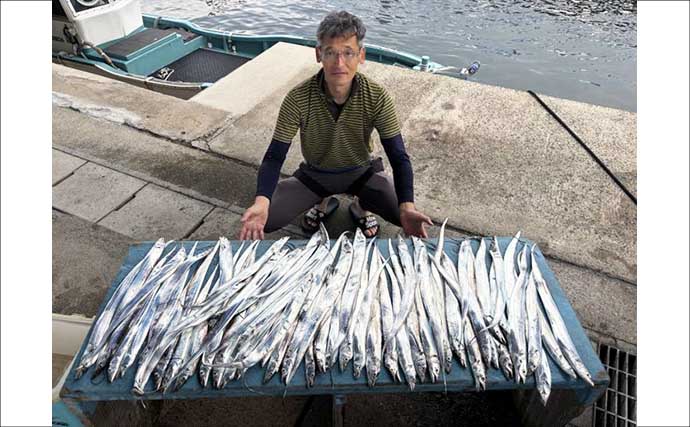 【沖釣り釣果速報】午後のライトタチウオ便で竿頭60匹！テンヤ・テンビン両方で連発（愛知）