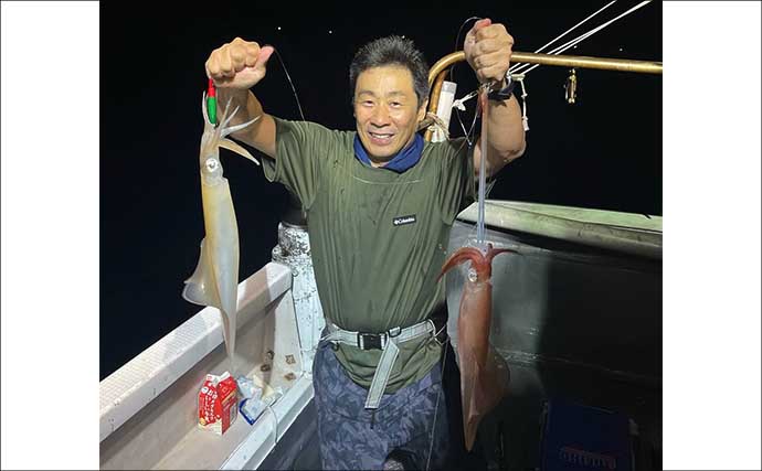 【沖釣り釣果速報】玄界灘の夜焚きイカ船で釣る人ケンサキイカ116尾！大剣サイズも登場（福岡）