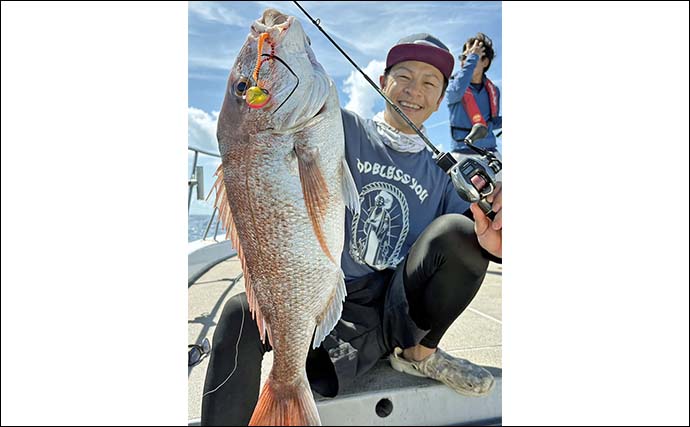 玄界灘のジギング＆タイラバ便でマダイ63cmをキャッチ【福岡】多彩な魚種で船内賑わう