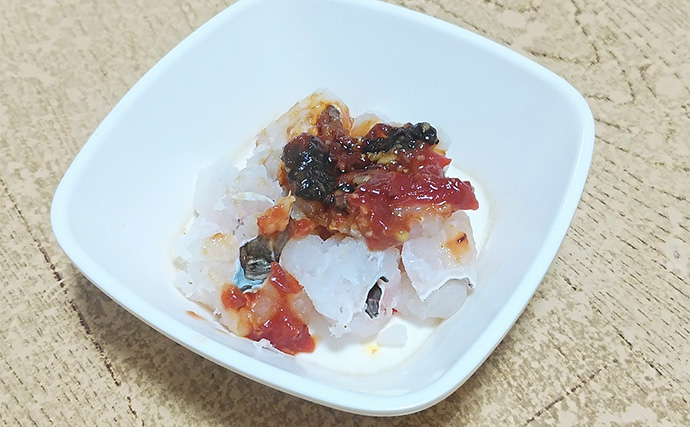 釣魚で作る「コラーゲンたっぷり」レシピ：大ハモの梅肉＆ワサビ　霜降りにして