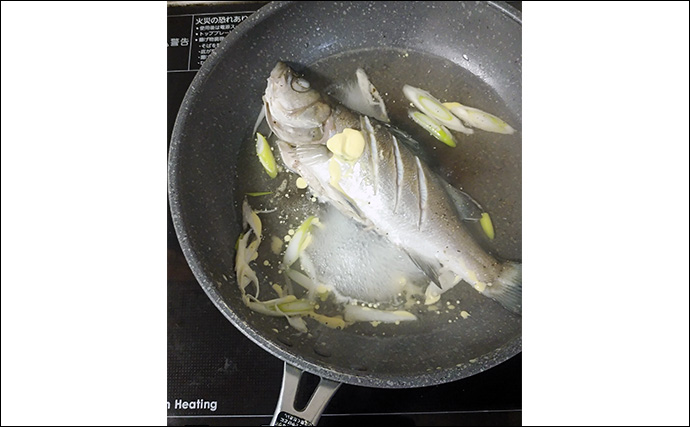 釣魚で作る「自宅フレンチ風」レシピ：ヒラセイゴのワイン蒸し　隠し味はバター