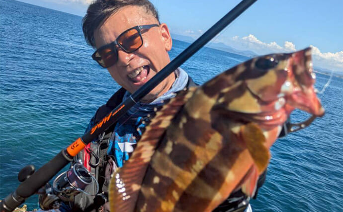 ハイパーマエウチゲームで根魚攻略！」34cmの良型アカハタをキャッチ