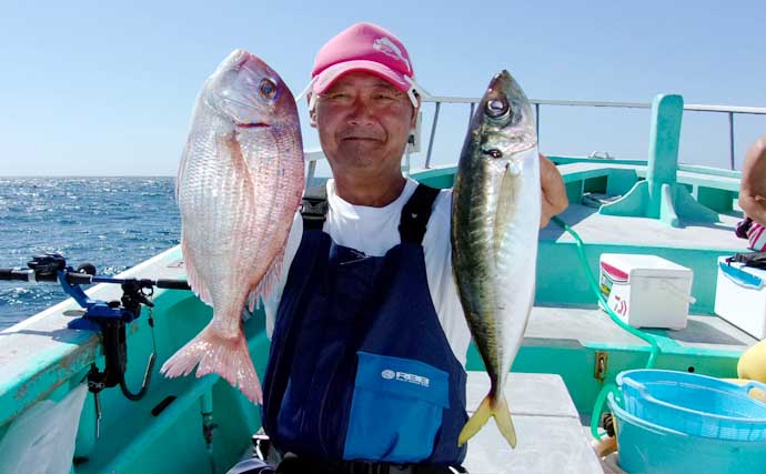片貝沖の五目釣りで大アジ連発！【千葉】本命ハナダイはやや控えめな結果に