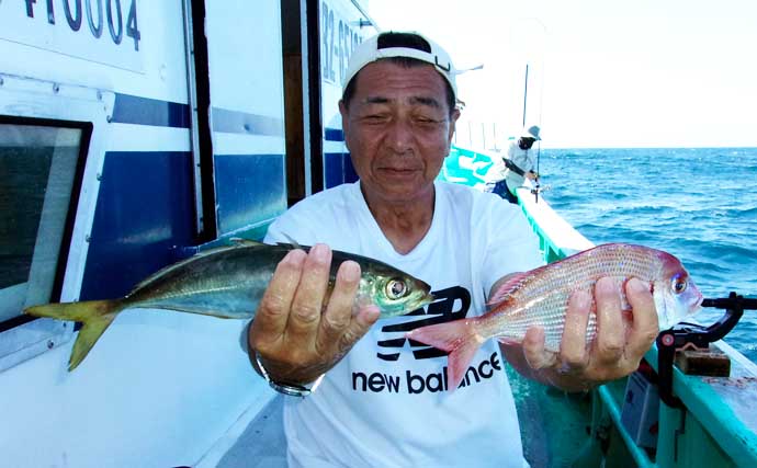 片貝沖の五目釣りで大アジ連発！【千葉】本命ハナダイはやや控えめな結果に
