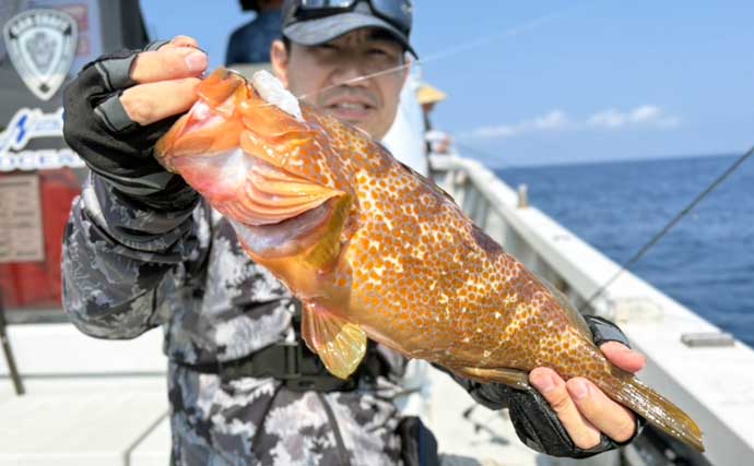 ひとつテンヤ釣りで40cm超え良型キジハタをキャッチ【新潟・千代丸】落とし方にコツあり