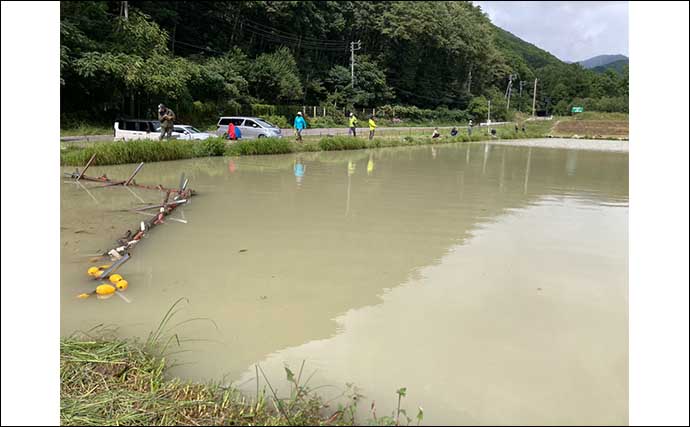 『鹿島槍ガーデン』で45cm筆頭にニジマス8尾【長野】濁った水色を「沈める釣り」で攻略