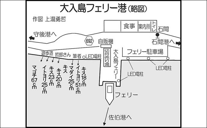 大入島・日向泊港の投げ釣りで25cm超キス続出！【大分】マゴチ67cm＆イトヨリ51cmも登場