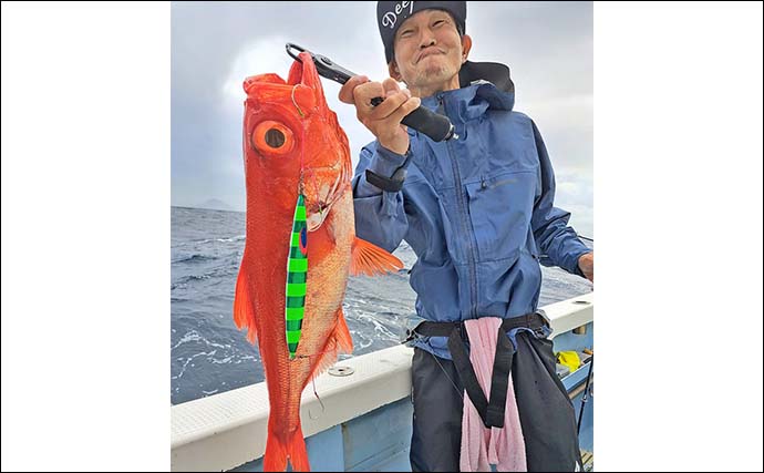 「深場で本命連発！」下田沖のキンメジギングで全員安打達成【静岡・ひがし丸】