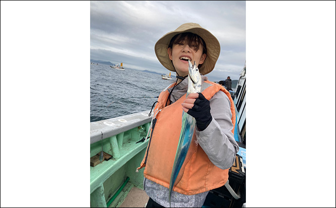 伊良湖水道タチウオ釣りで28本キャッチ【愛知・七福丸】天秤とテンヤどちらも連発！