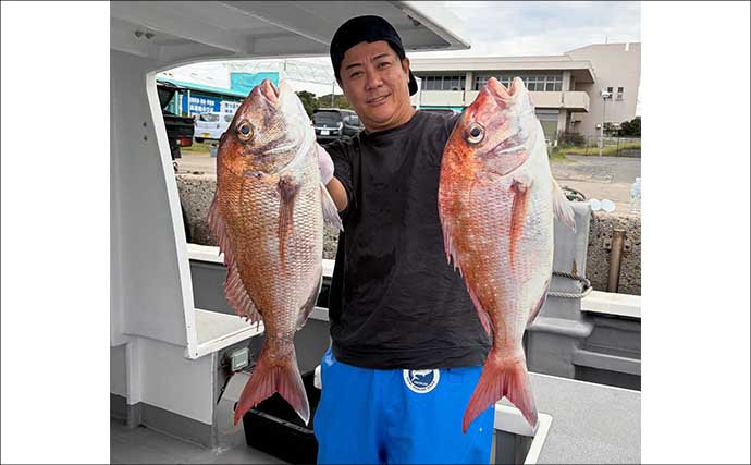 【沖釣り釣果速報】大物乗合船でマダイ筆頭にカンパチ・ハマチがズラリ！竿頭は8目＆30匹と大漁（愛知）