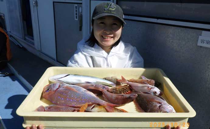 【沖釣り釣果速報】大物乗合船でマダイ筆頭にカンパチ・ハマチがズラリ！竿頭は8目＆30匹と大漁（愛知）