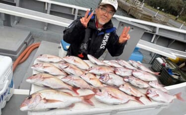 【沖釣り釣果速報】マダイがズラ〜ッと整列！テンヤマダイ釣りで爆釣モード…