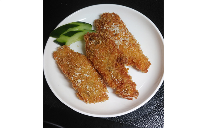 釣魚で作る「ビールのおつまみ」レシピ：マルセイゴのチーズカツ　パン粉は強めに付けて