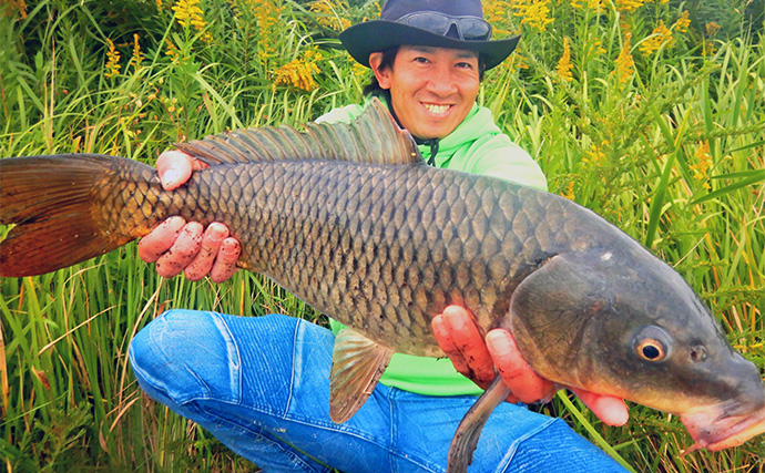 淡水五目釣りで91cm大型ゴイを手中【常陸利根川】ダントウボウとアメナマは連発