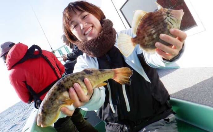 【沖釣り釣果速報】伊良湖沖でビッグヒガンフグ＆カワハギ好調！良型揃って冬の旬満喫（愛知）