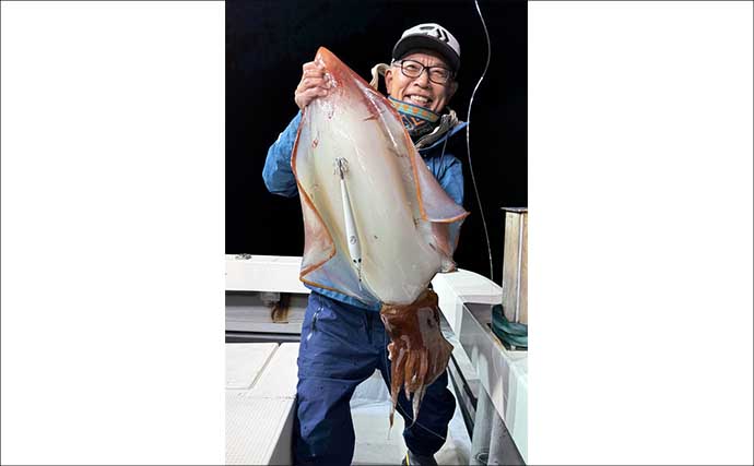敦賀湾のタルイカ釣りで怪物級登場！　8kg超の巨体をキャッチ【福井】