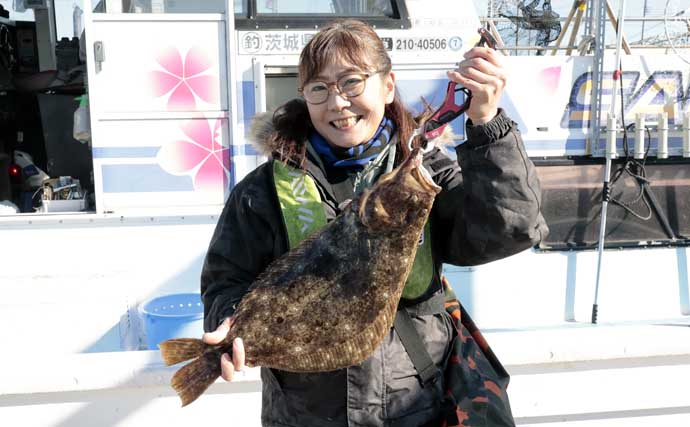 鹿島沖のヒラメ釣りで最大2.5kg＆トップ6尾手中【茨城】水深20m前後が狙い目