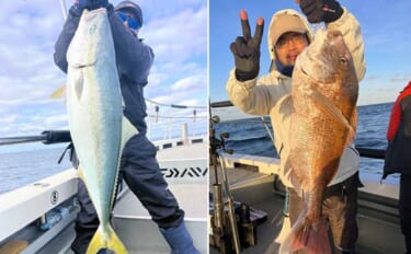 関西エリアの【船釣り特選釣果】左に寒ブリ右にマダイ！ジギング＆ディープ…