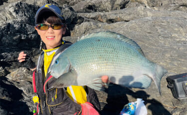 沖磯フカセ釣り43cm筆頭に良型クロ（メジナ）連発【大分】尾長グレも顔…