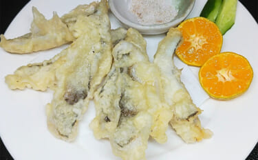 釣った魚で作る「ビールのあて」レシピ：セイゴのサクッと揚げ　市販の天ぷ…