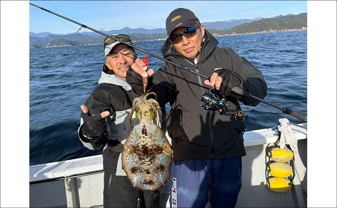 【沖釣り釣果速報】全員1kgアップ達成！ティップランで良型アオリイカ船中11匹（三重）