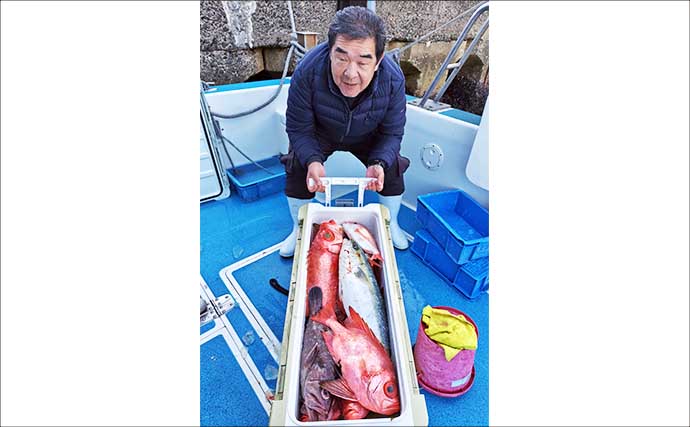 【沖釣り釣果速報】玄界灘の沖五目釣りで良型アオナヒット　根魚・高級魚そろって好土産（福岡）