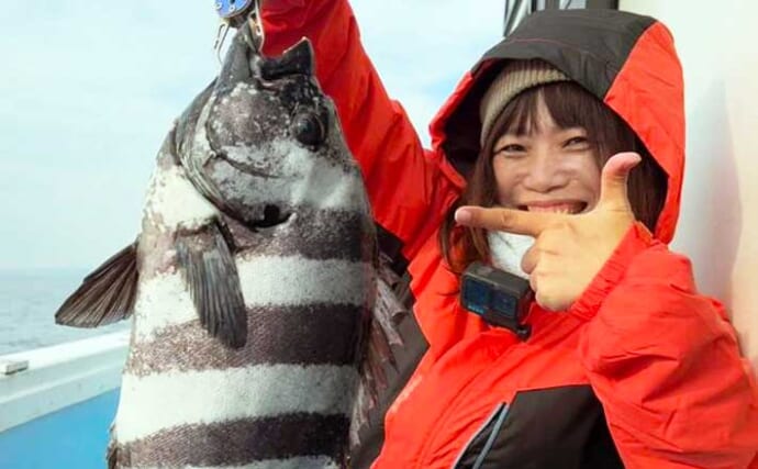 大分沖のカワハギ釣りで42尾の爆釣！　ゲストにまさかの50cmイシダイも乱入