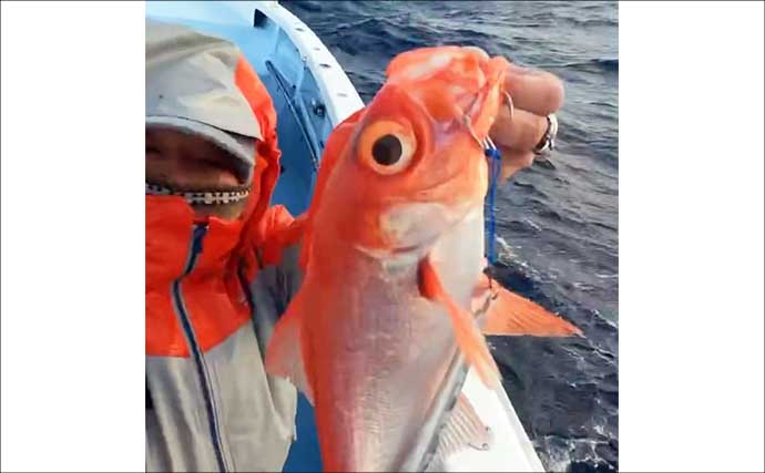 中深海ジギングで本命のキンメダイ6匹キャッチ！【静岡・下田沖】船中全員安打達成