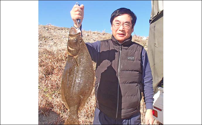 イワシの泳がせ釣りで62cm頭にヒラメ好捕【茨城】船中1～6尾と数も安定