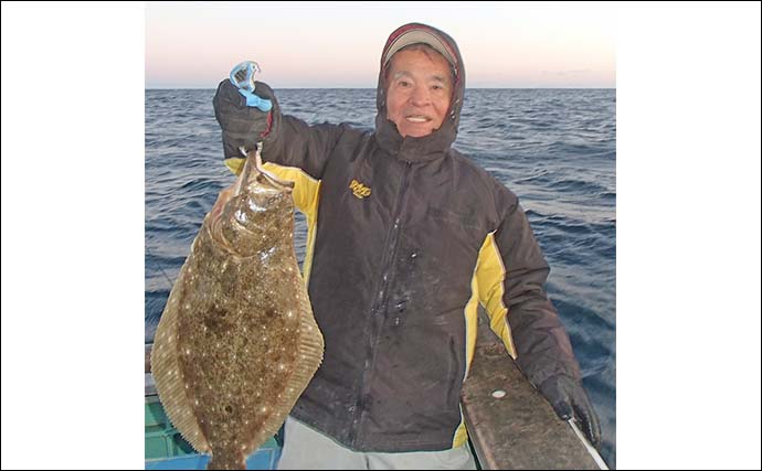 イワシの泳がせ釣りで62cm頭にヒラメ好捕【茨城】船中1～6尾と数も安定
