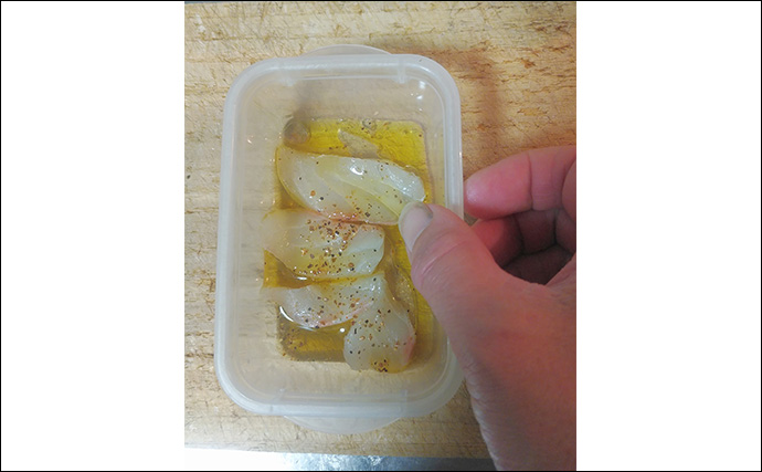 釣魚で作る「刺身アレンジ」レシピ：オジサンのオイル漬け　冷蔵庫で10日前後
