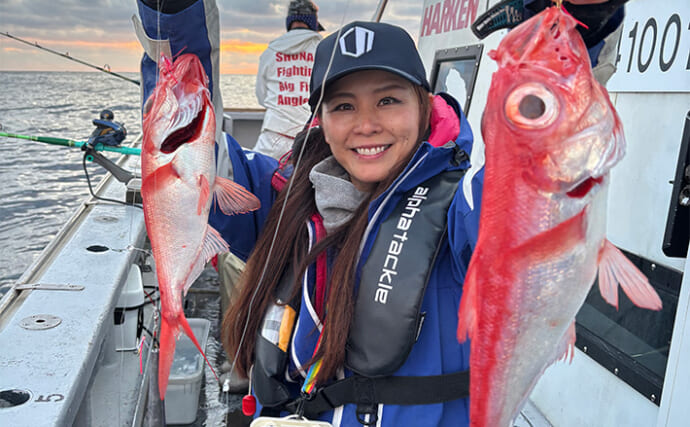 「キンメダイがズラッと提灯行列！」フラッシャーサビキ仕掛けでキンメ多点掛けを達成【千葉・片貝】