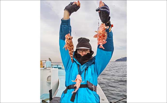 船カサゴ釣りで27匹と好調！【愛知・第二武丸】3連掛けも達成