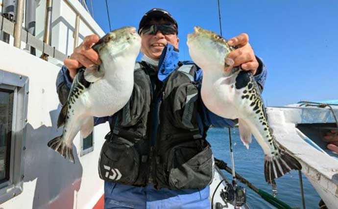 中深海釣りでオニカサゴ・ウッカリカサゴ・トラフグなど良型中心に好ヒット【愛知】