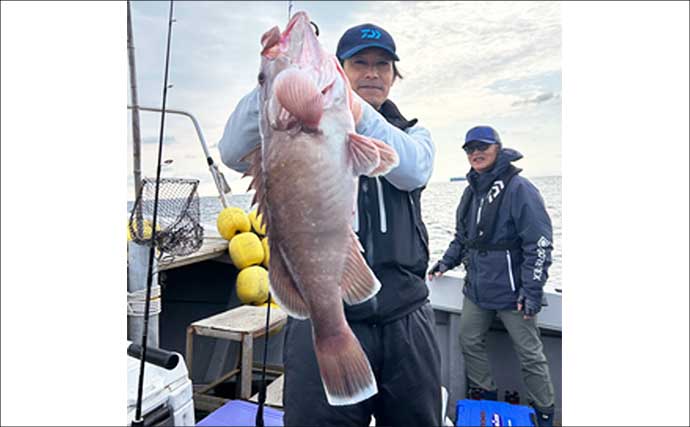 「美味しい魚きた！」タイラバで5kg大型タカバ（マハタ）堂々浮上【沖のルアー釣果速報・福岡】