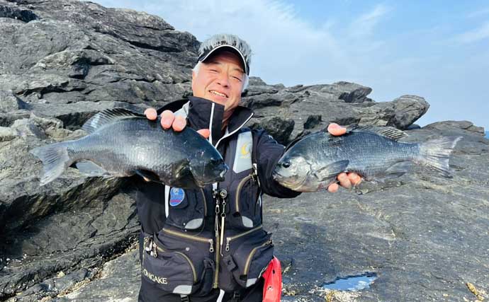 「クロ（メジナ）が入れ食い！」磯フカセ釣りで良型乱舞【大分・蒲江の磯】