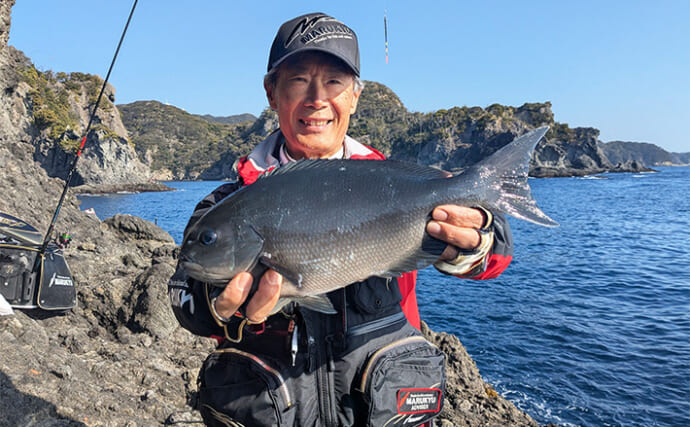 シーズン終盤の寒メジナ釣りで42cm尾長を捕獲成功！【静岡】細ハリス変更が的中